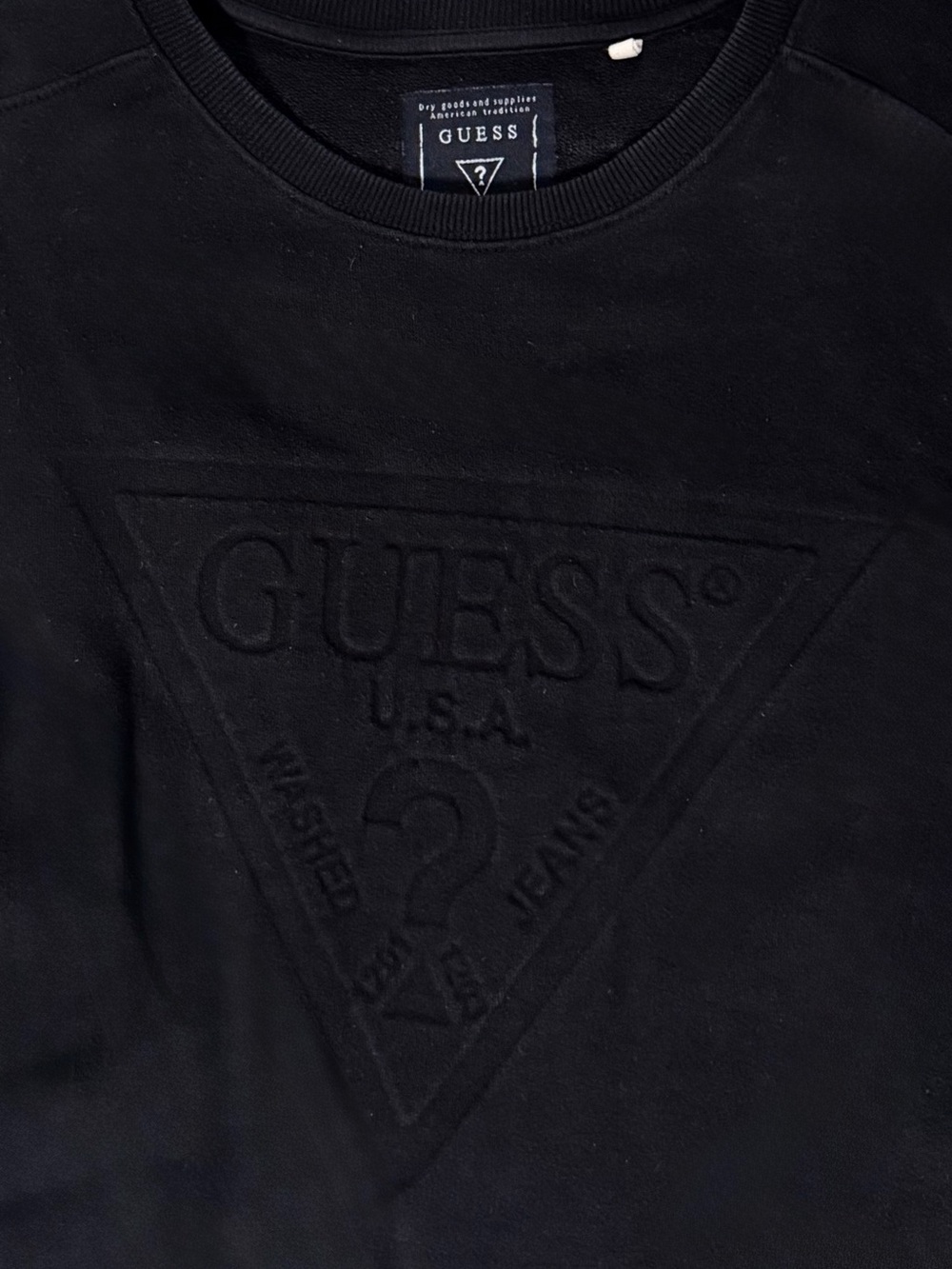 Y2K Mens GUESS Black Triangle Logo Sweatshirt -m